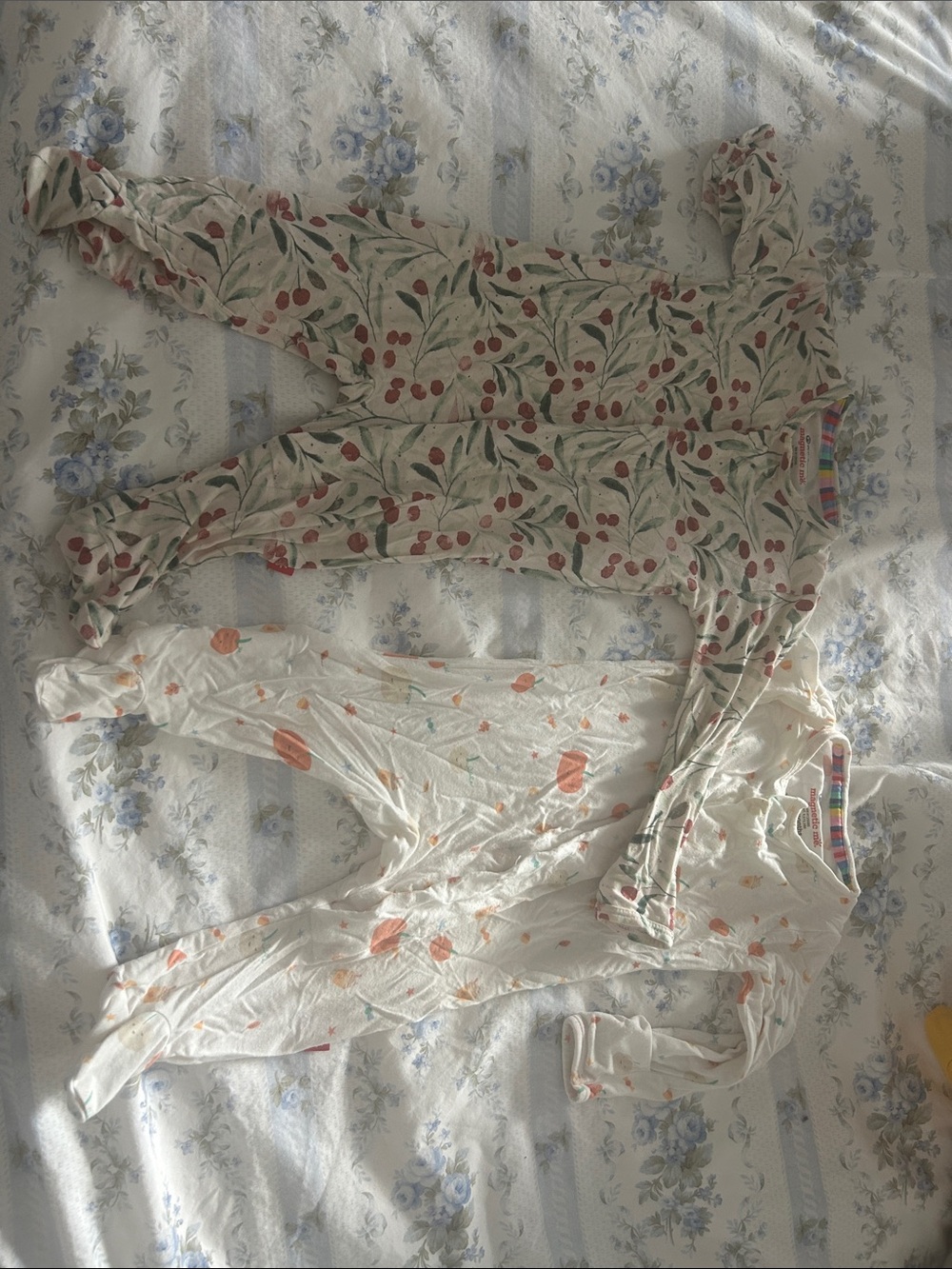 Magnetic Me White Footed Pajamas with Cherry & Peach Prints
